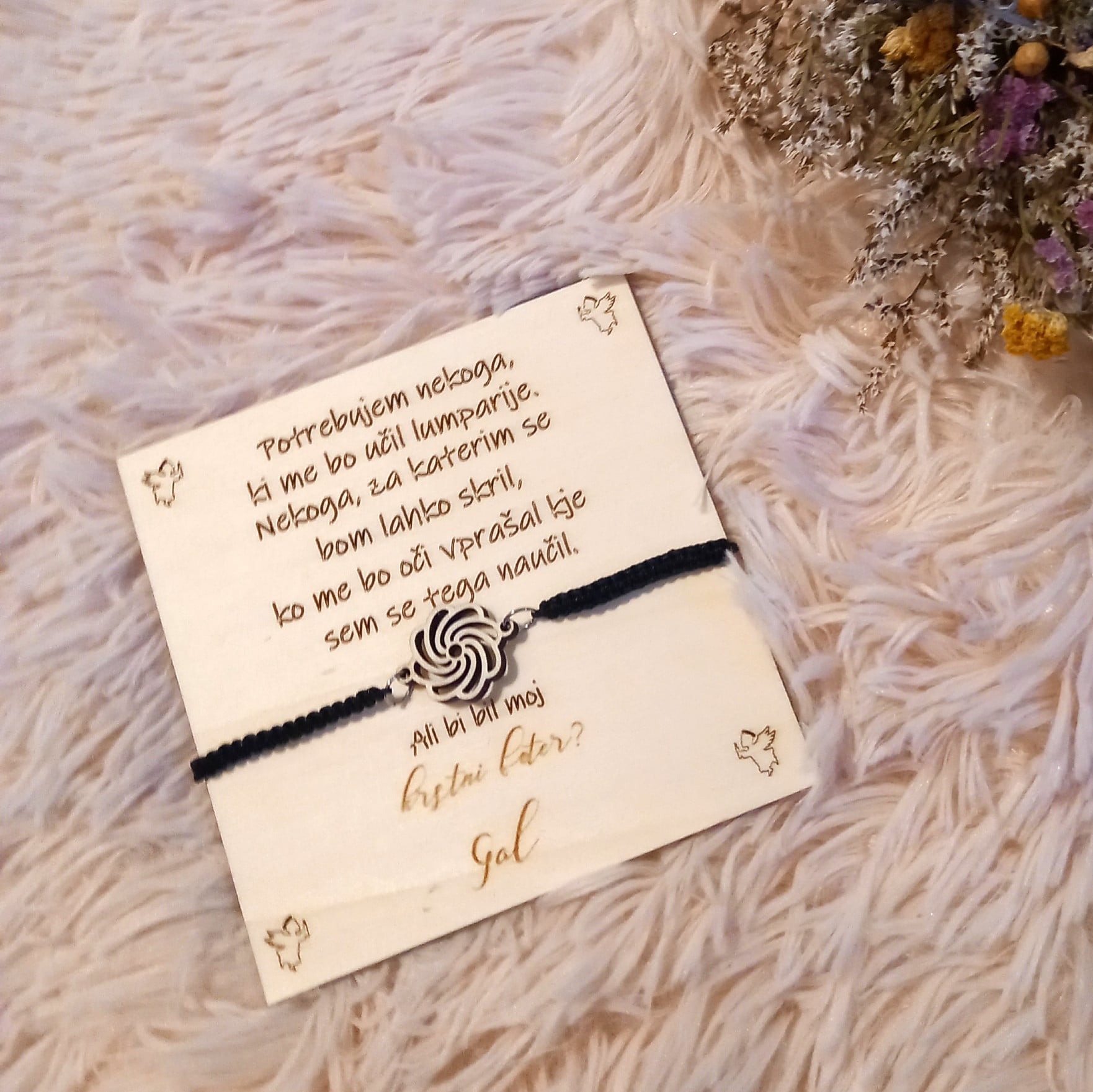 Lesena tablica Ali boš moja krstna/birmanska botra?/ Ali boš moj krstni boter?