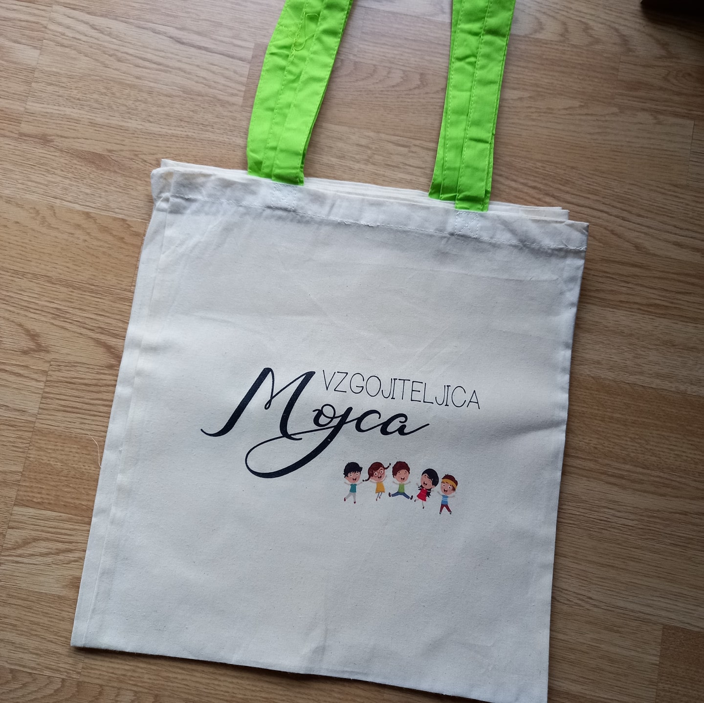 Bombažna vrečka z barvnim ročajem - velika