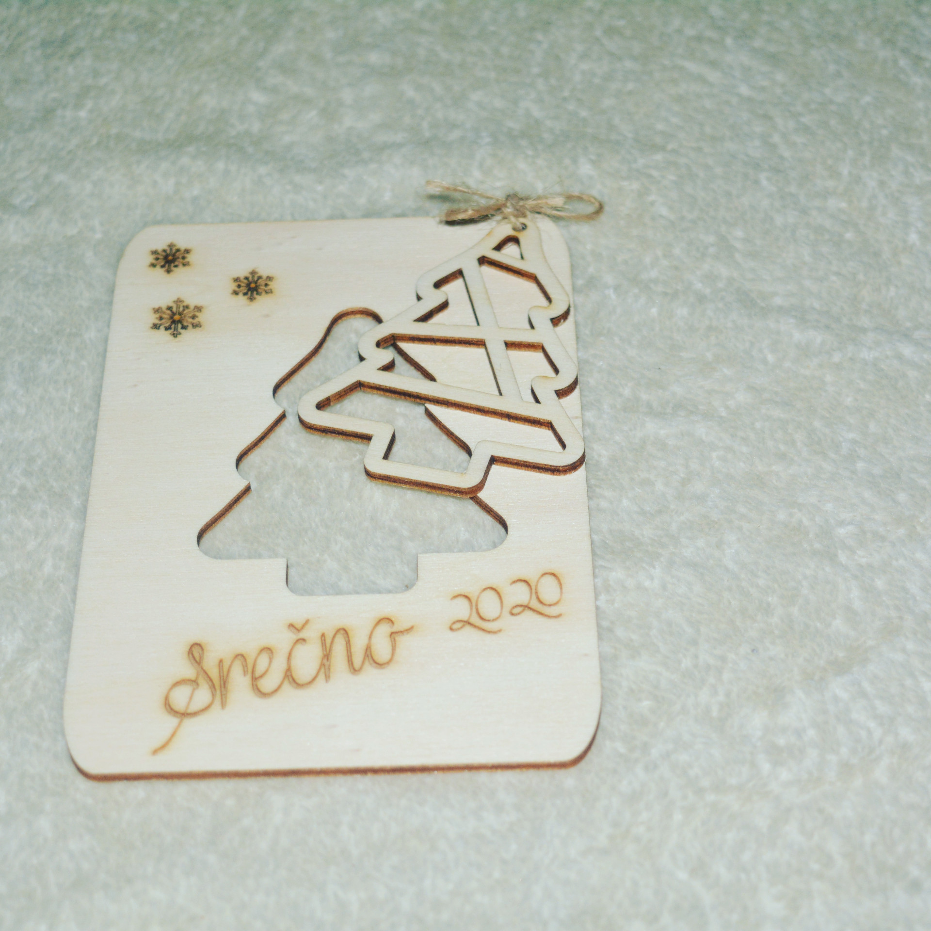 Voščilnica-  božič/novo leto z obeskom