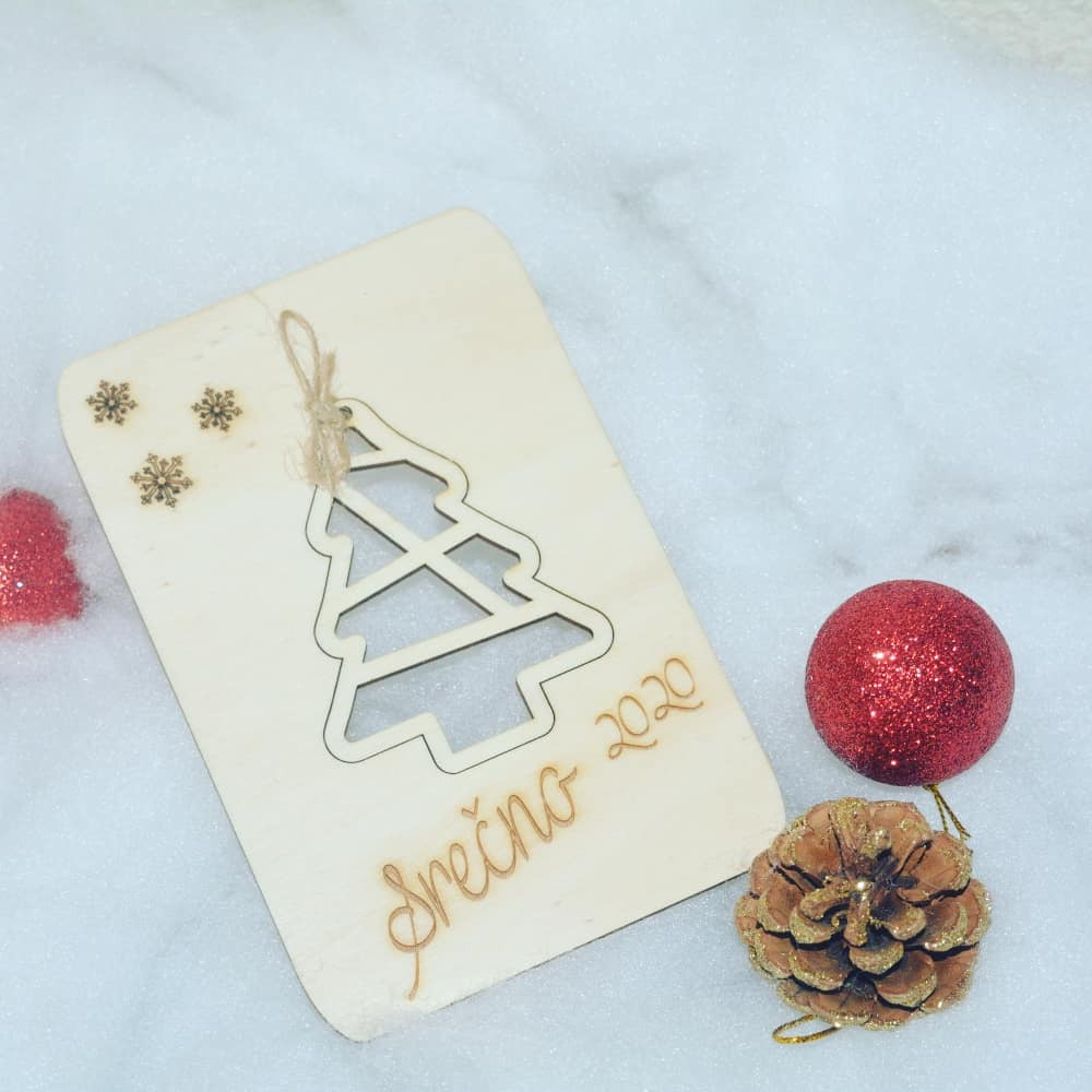 Voščilnica-  božič/novo leto z obeskom