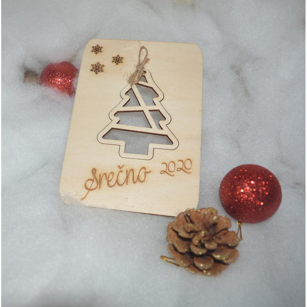 Voščilnica-  božič/novo leto z obeskom