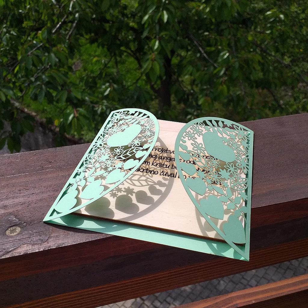 Voščilnica kombinacija karton-les