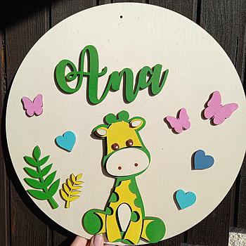 Napis za otroško sobo (Tabla z imenom in motivom)